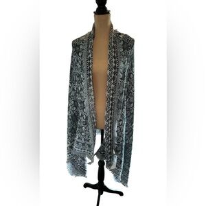 NWT Tickled Pink Nepal Tapestry Shawl Scarf Teal Comfortable Woven Size 78 x 38.